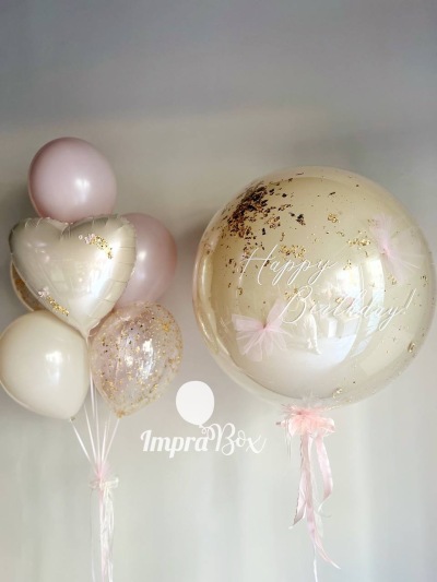 Beżowy set z sercem i Szklany balon